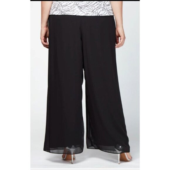 Alex Evenings Womens size 3X plus Black Chiffon Wide Leg Pants New $99 - Picture 7 of 7